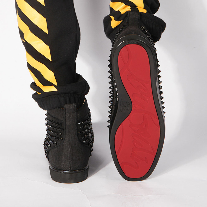 made-to-order!!! Ch**an louboutin limited version black l**is spikes orlato men