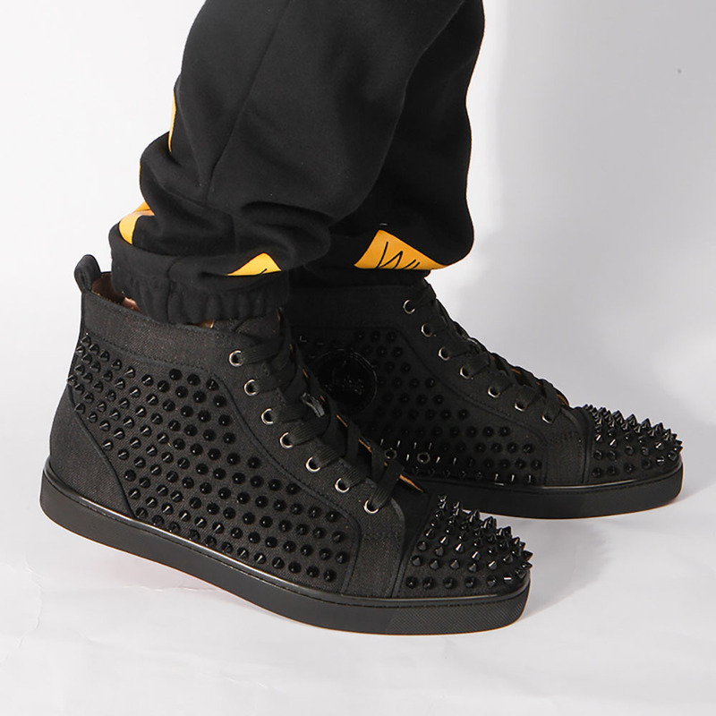 made-to-order!!! Ch**an louboutin limited version black l**is spikes orlato men