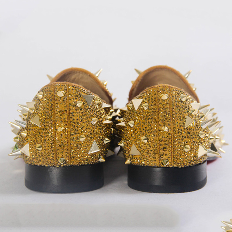 made to order!!! ch**an louboutin S*per perfect gold spikes loafers
