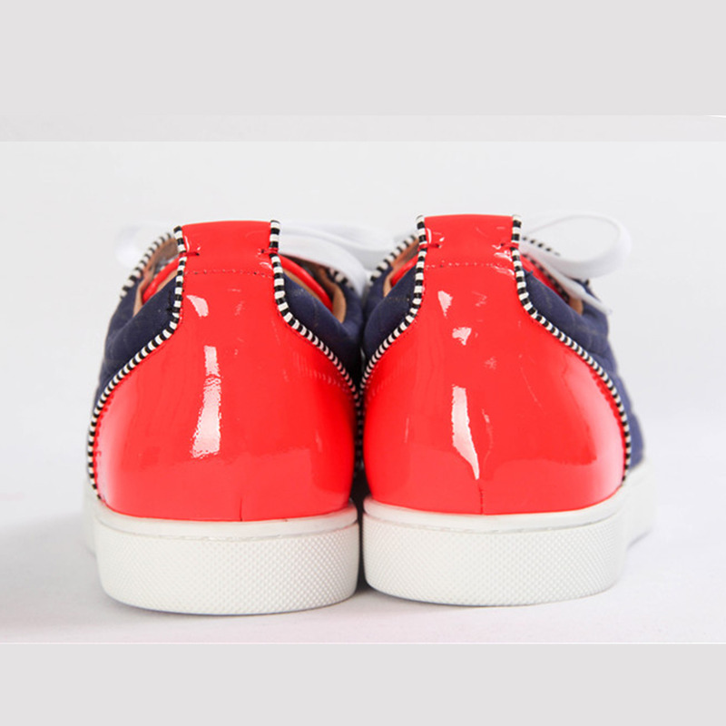 [made  to order] ch**an louboutin S*per perfect l**is junior men flat low top leather black spike sneaker