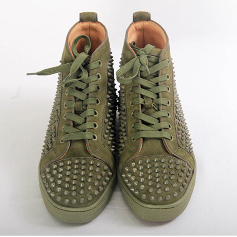 [made  to order] ch**an louboutin S*per perfect l**is orlato flat high top spike sneaker