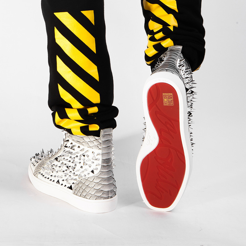 ch**an louboutin S*per perfect high top spikes sneaker made to order