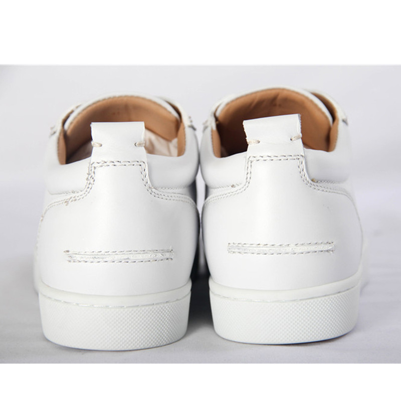 Ch**an louboutin limited version l**is junior spikes mens flat white low top with spikes