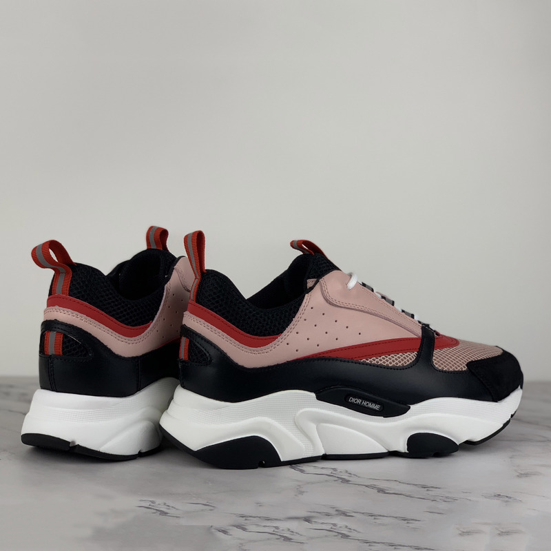 D*or canvas and calfskin sneakers in pink/red/black