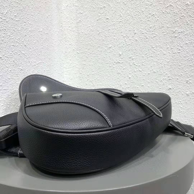 D*or bee printed saddle bag in black calfskin