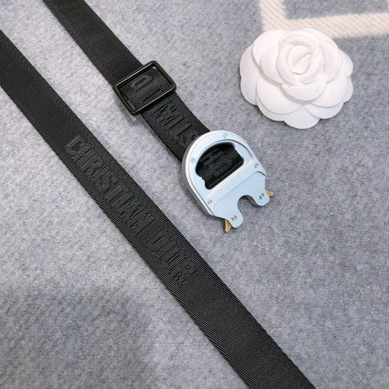 D*or black cotton canvas belt with silver buckle