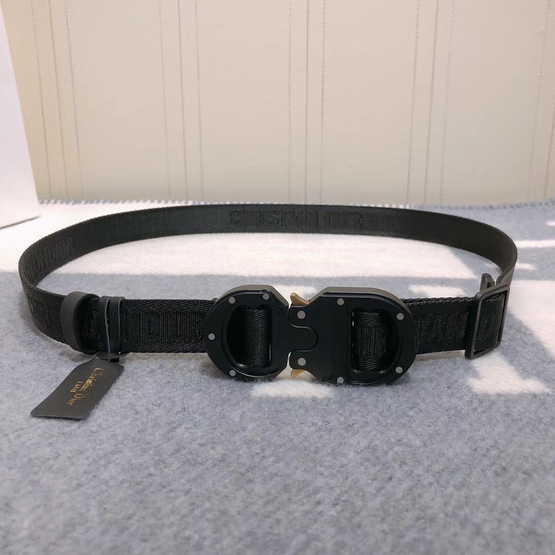 D*or black cotton canvas belt