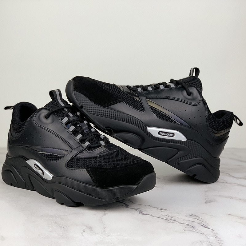 D*or "b22" sneaker in black knit and black calfskin