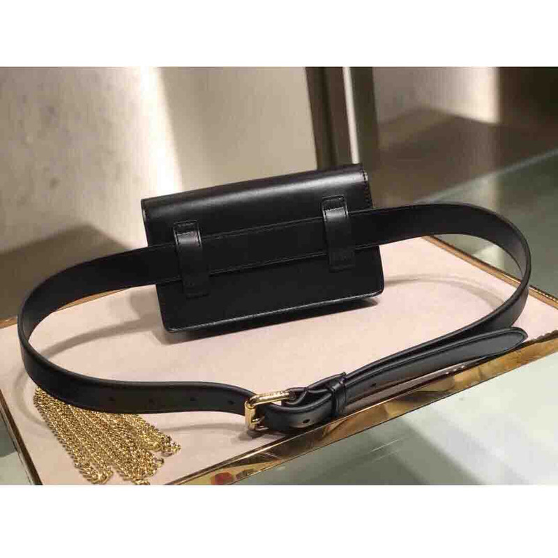 F**di black leather shoulderbag