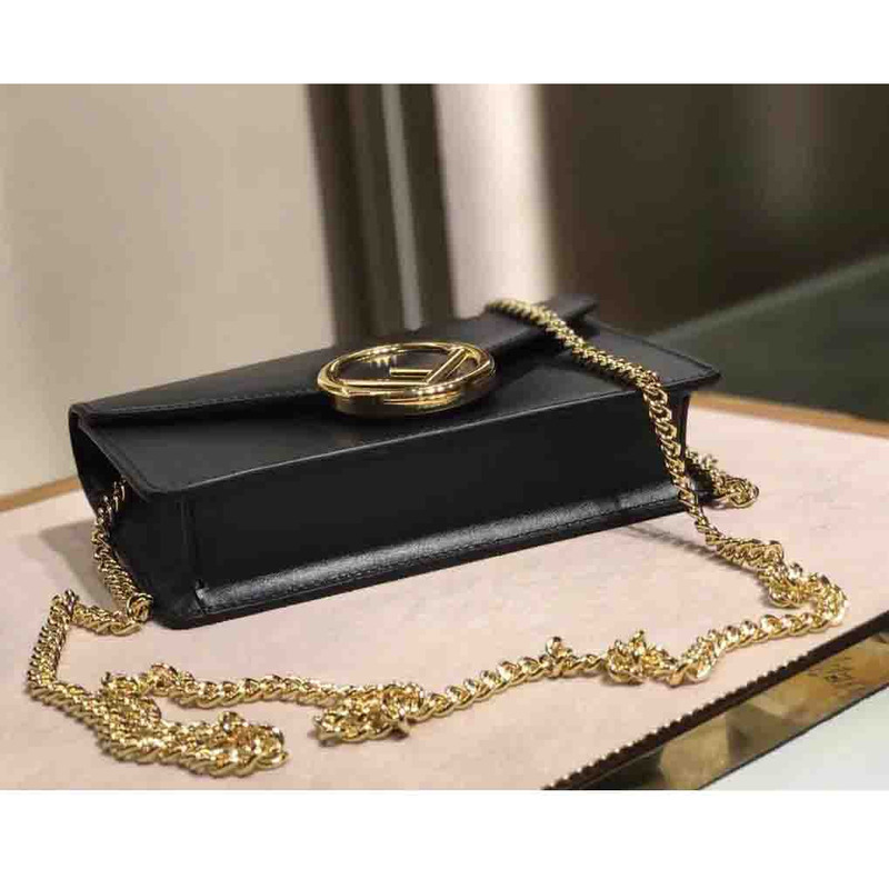 F**di black leather shoulderbag