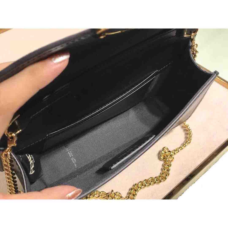 F**di black leather shoulderbag