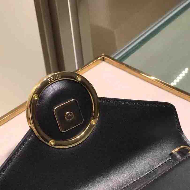 F**di black leather shoulderbag