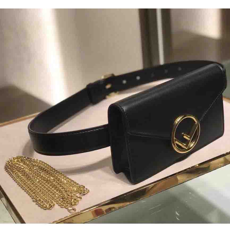 F**di black leather shoulderbag