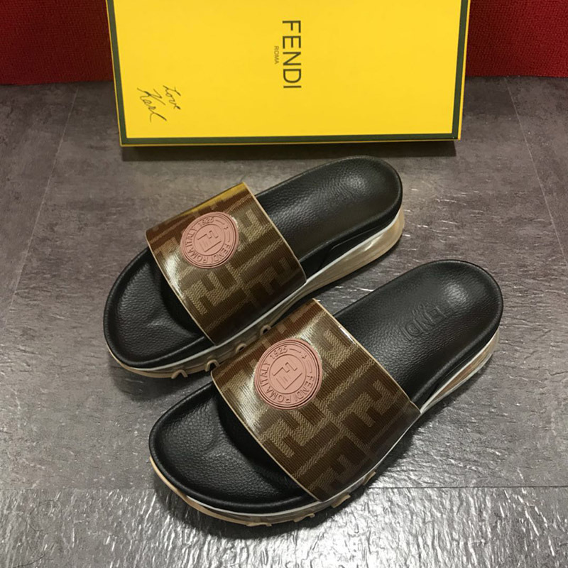 F**di black leather slides