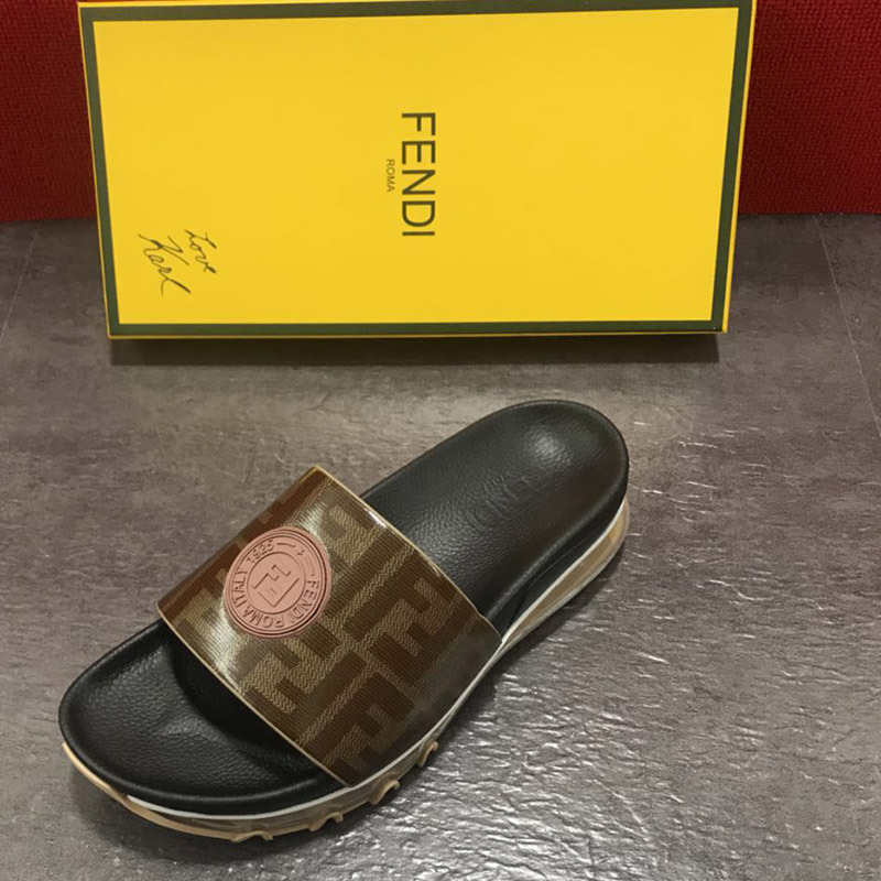 F**di black leather slides