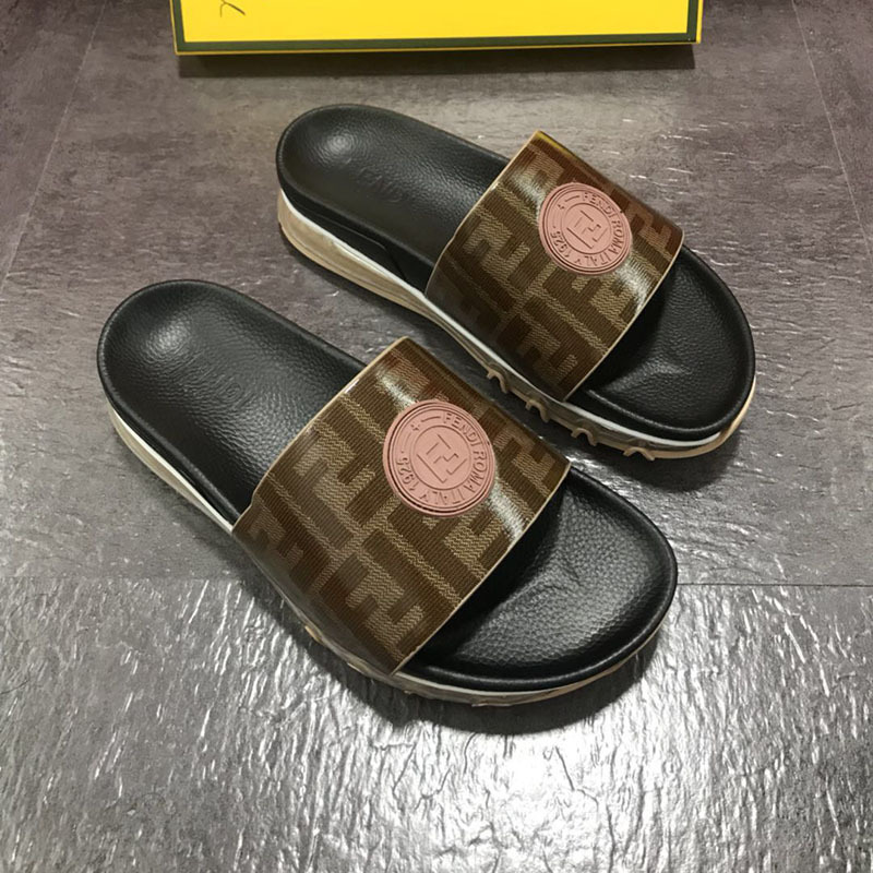 F**di black leather slides