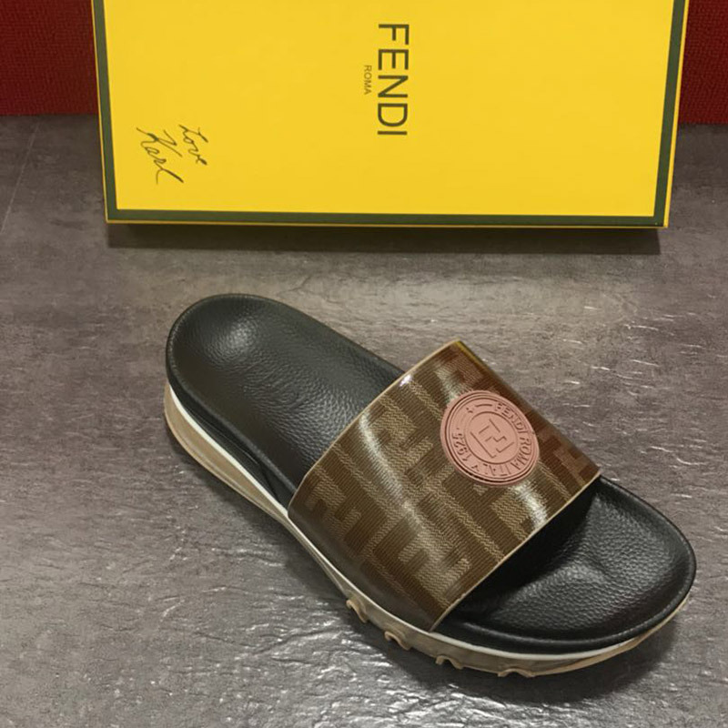 F**di black leather slides