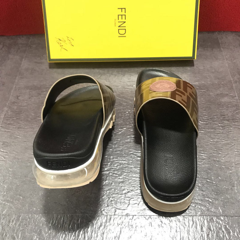 F**di black leather slides