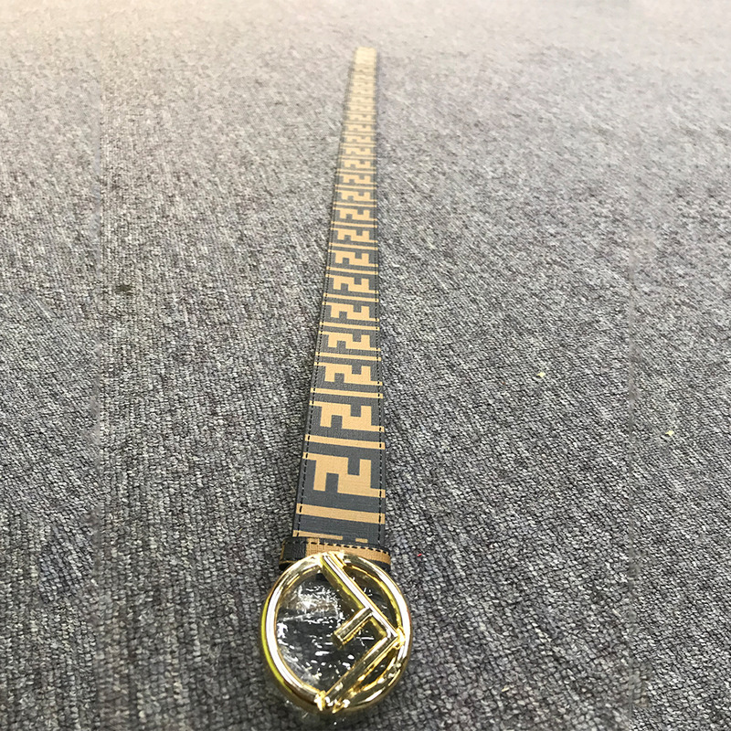 F**di brown leather belt with gold buckle