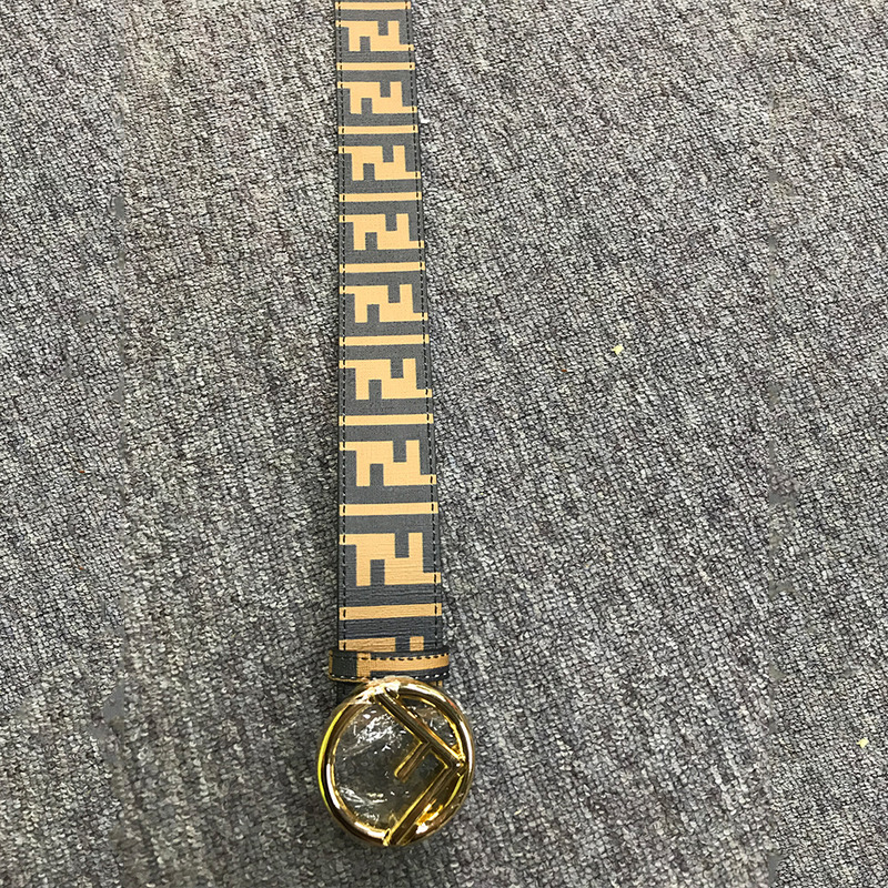 F**di brown leather belt with gold buckle