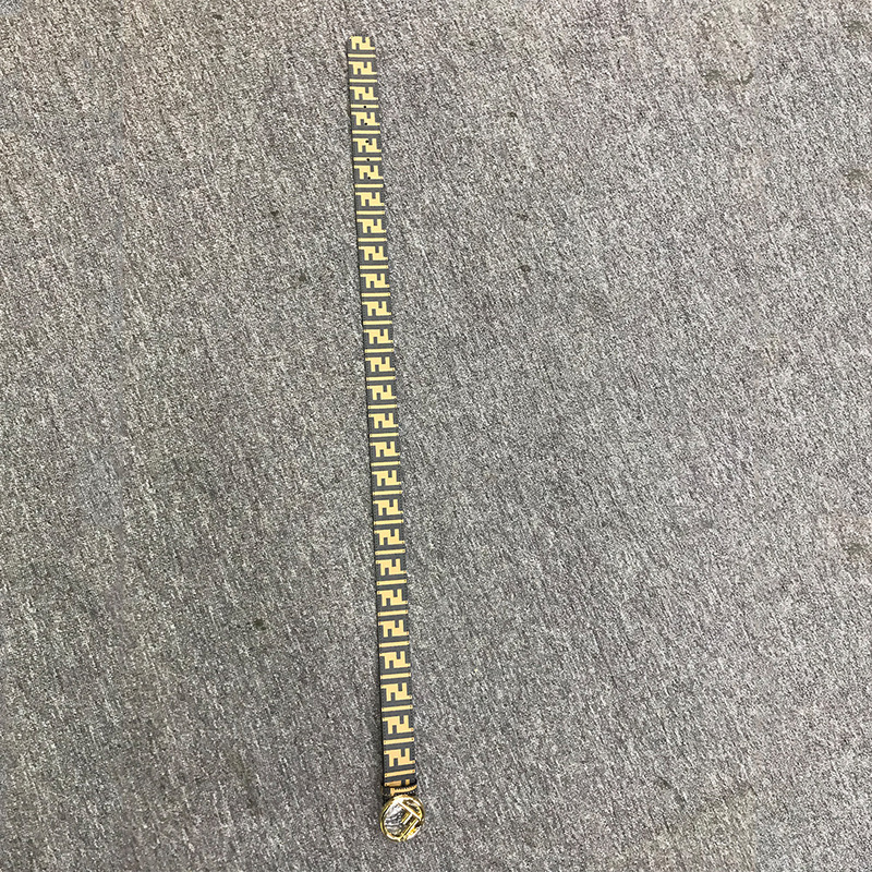 F**di brown leather belt with gold buckle