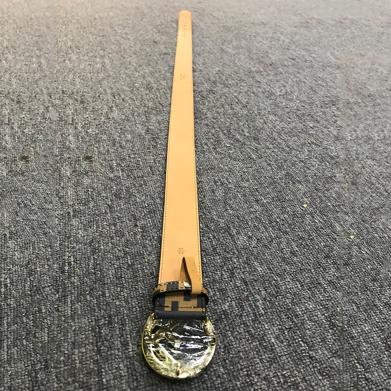 F**di brown leather belt with gold buckle