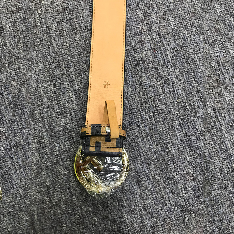 F**di brown leather belt with gold buckle