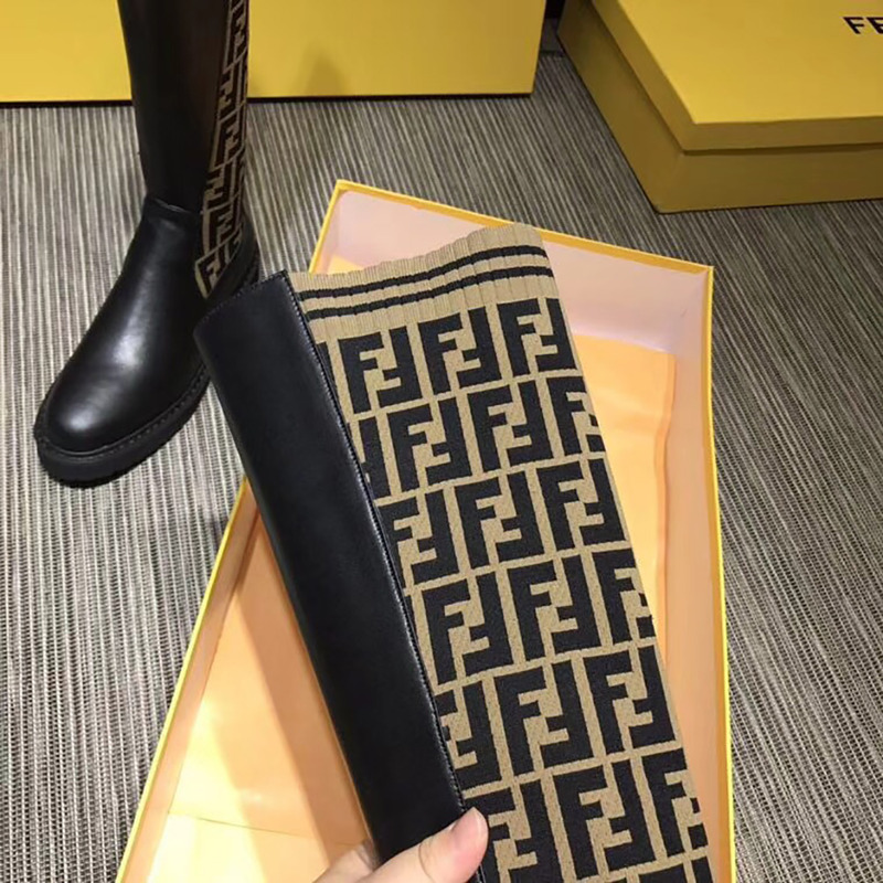 F**di double f thigh-high boots - black