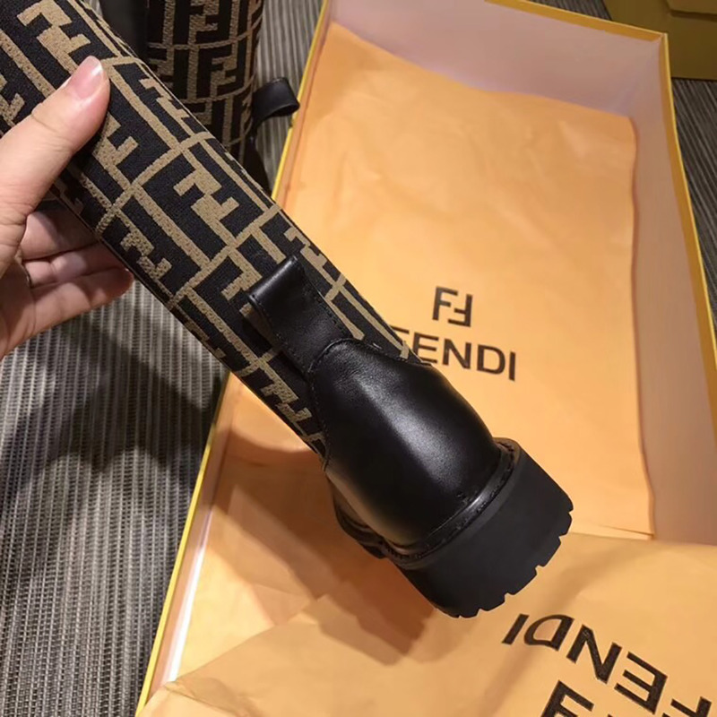 F**di double f thigh-high boots - black