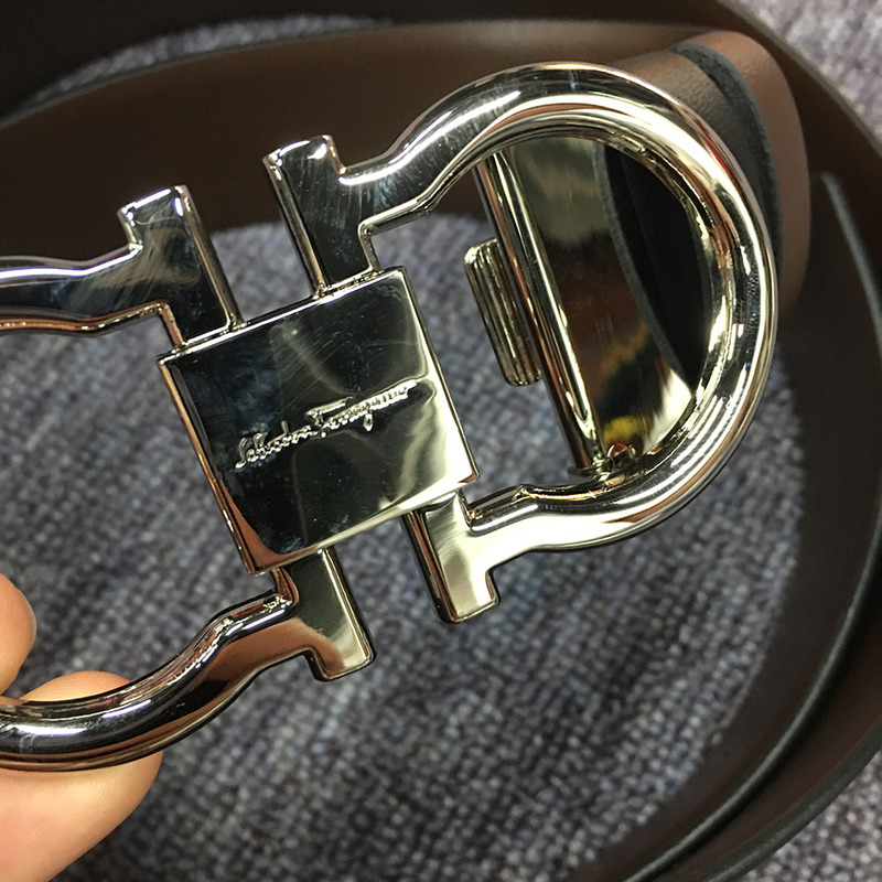 Ferragamo belt black silver