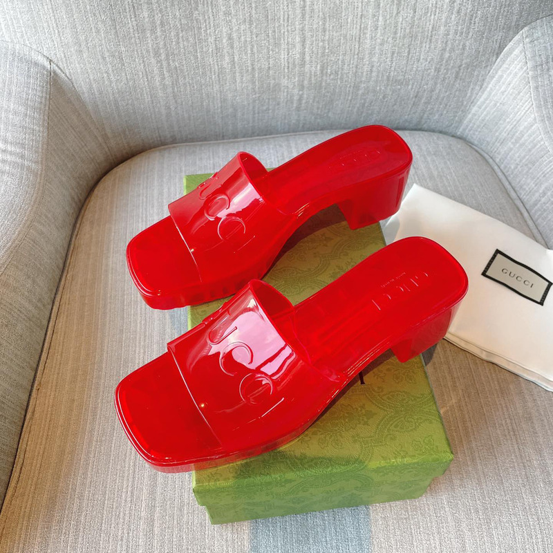 G*u*i plastique logo-embossed rubber mules