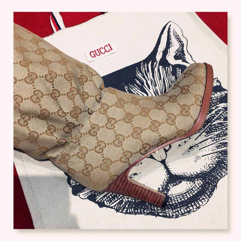 G*u*i canvas over-the-knee boot