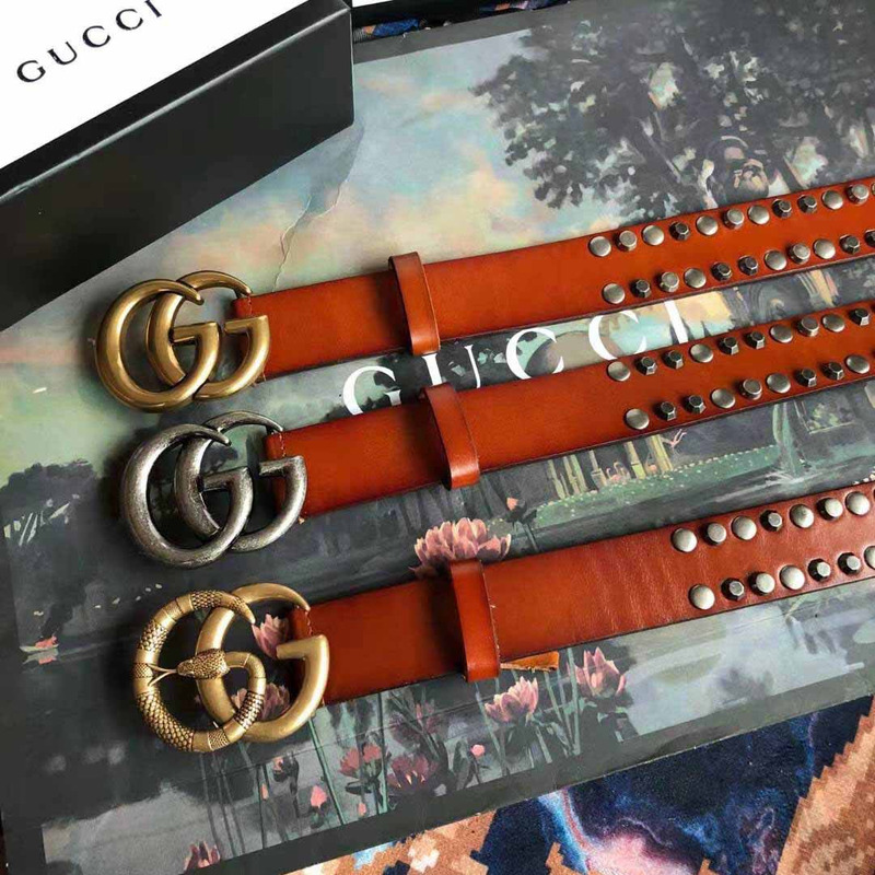 G*u*i leather belt with double g buckle