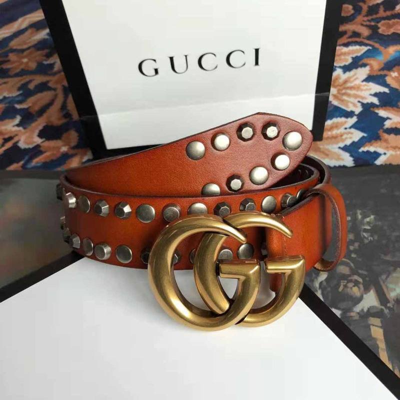G*u*i leather belt with double g buckle