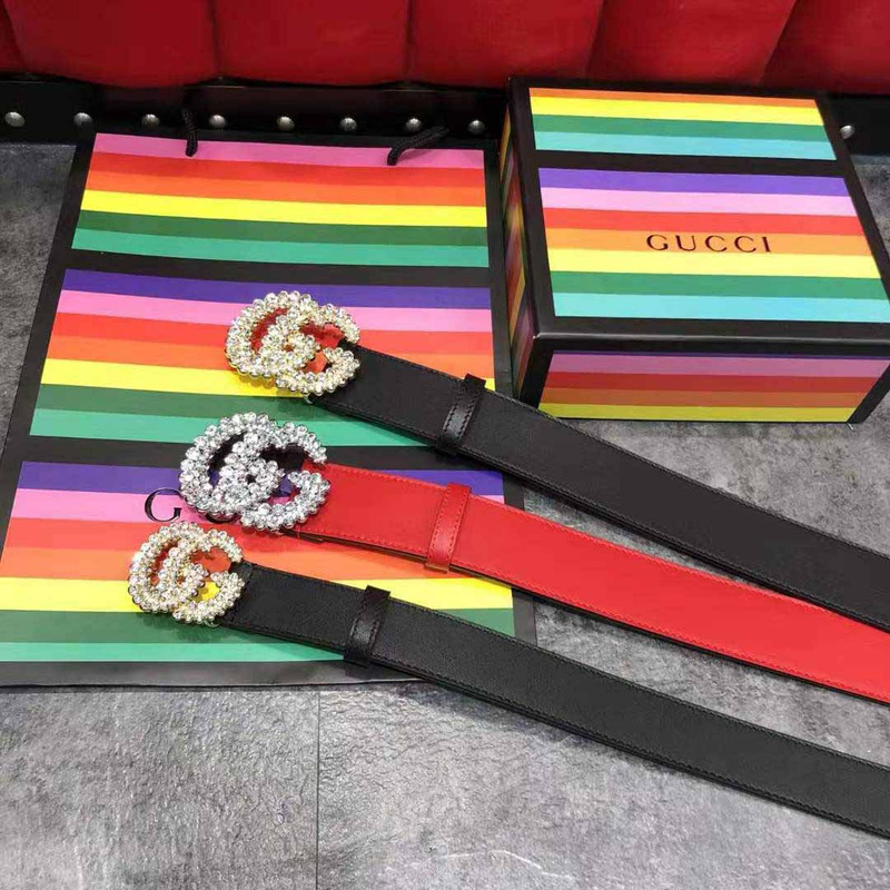 G*u*i leather belt with double g buckle