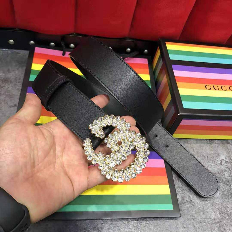 G*u*i leather belt with double g buckle