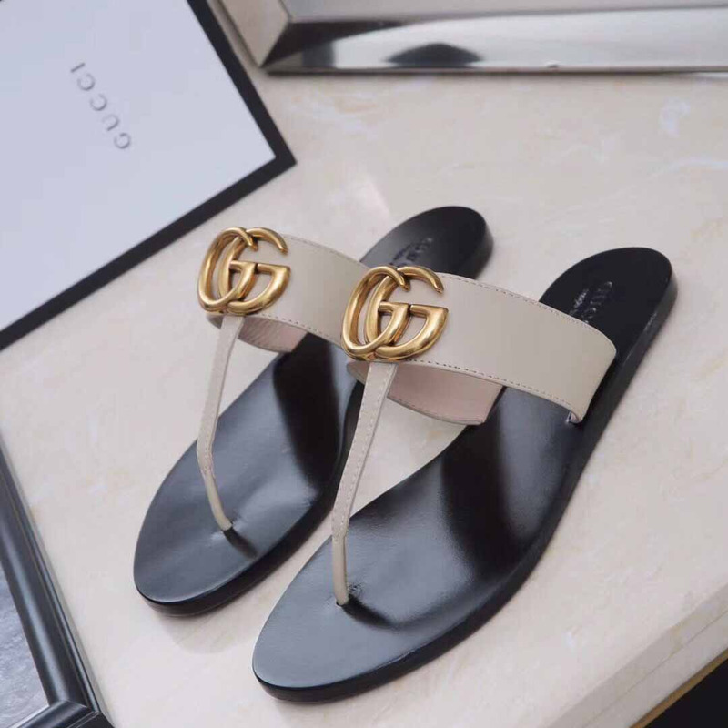 G*u*i leather thong sandal with double g