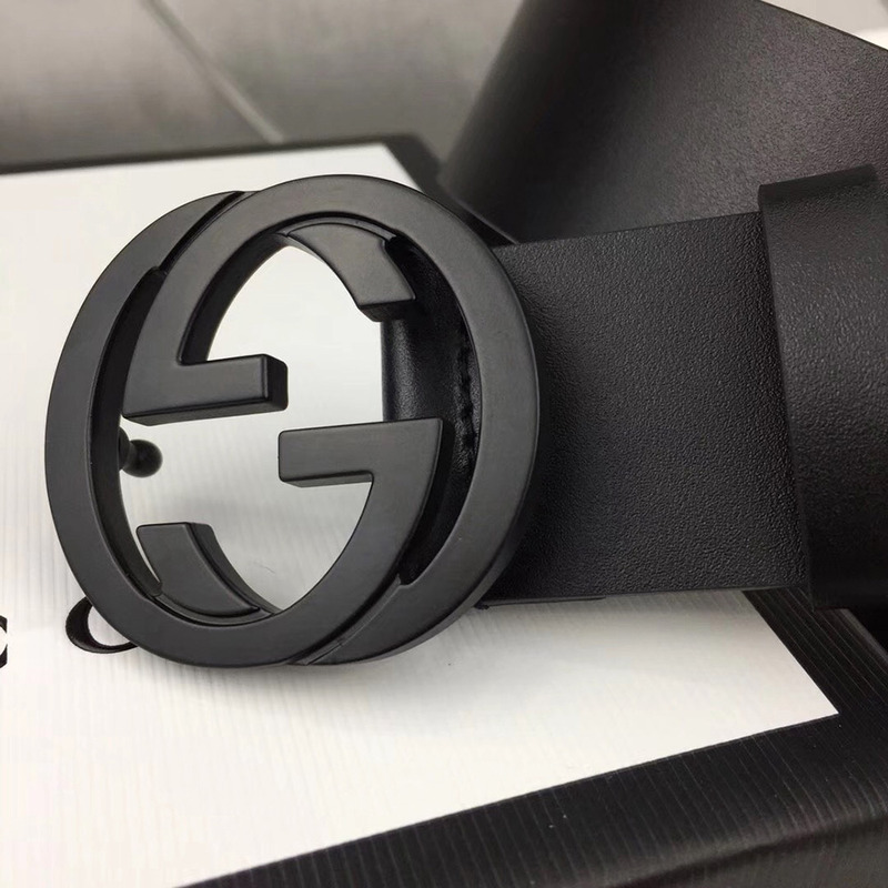 G*u*i leather belt with black interlocking