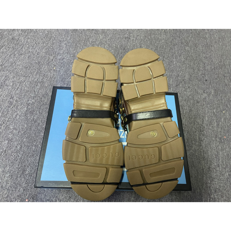 G*u*i flashtrek sneaker with removable crystals(brown and red leather)