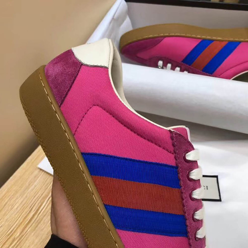 G*u*i nylon and suede web sneaker(pink nylon)