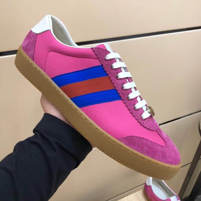 G*u*i nylon and suede web sneaker(pink nylon)