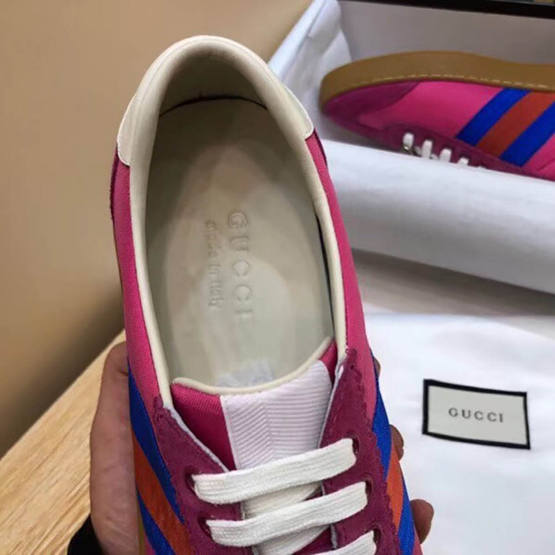 G*u*i nylon and suede web sneaker(pink nylon)