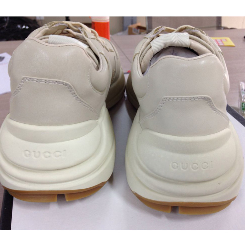 G*u*i rhyton web print leather sneaker (white leather)