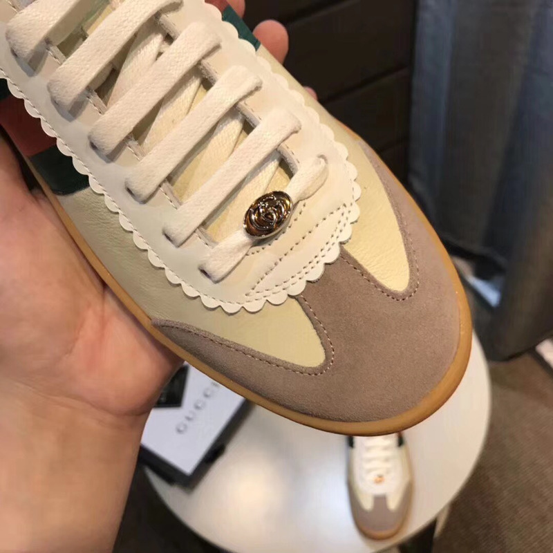 G*u*i leather and suede web sneaker