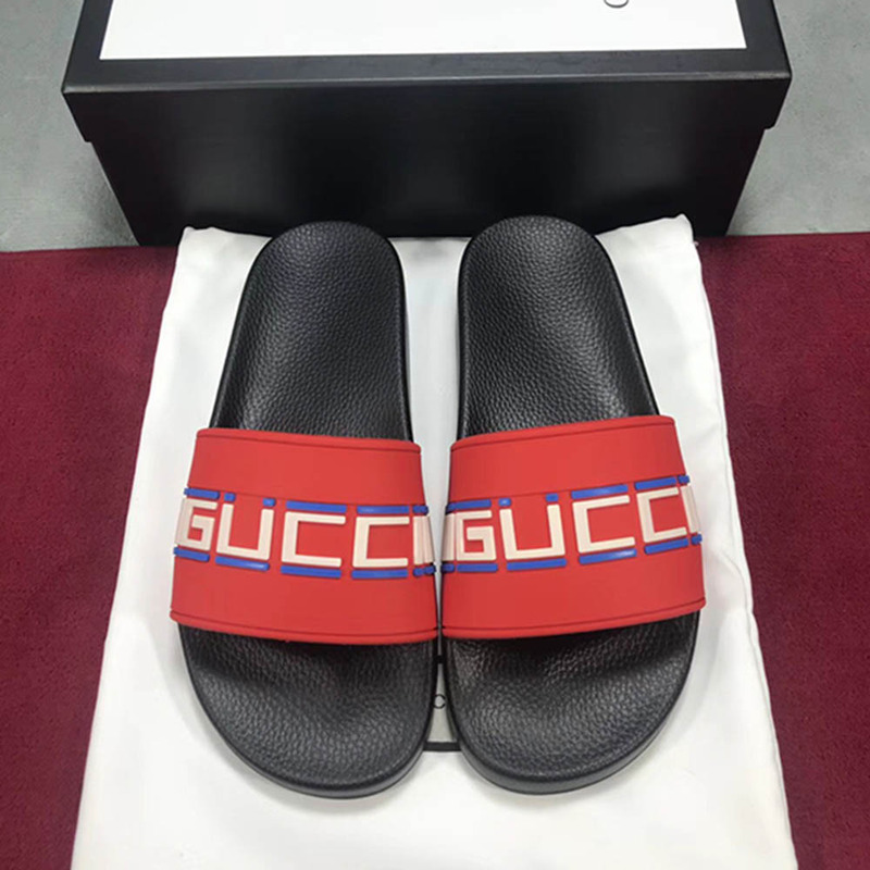G*u*i stripe rubber slide sandal(red)