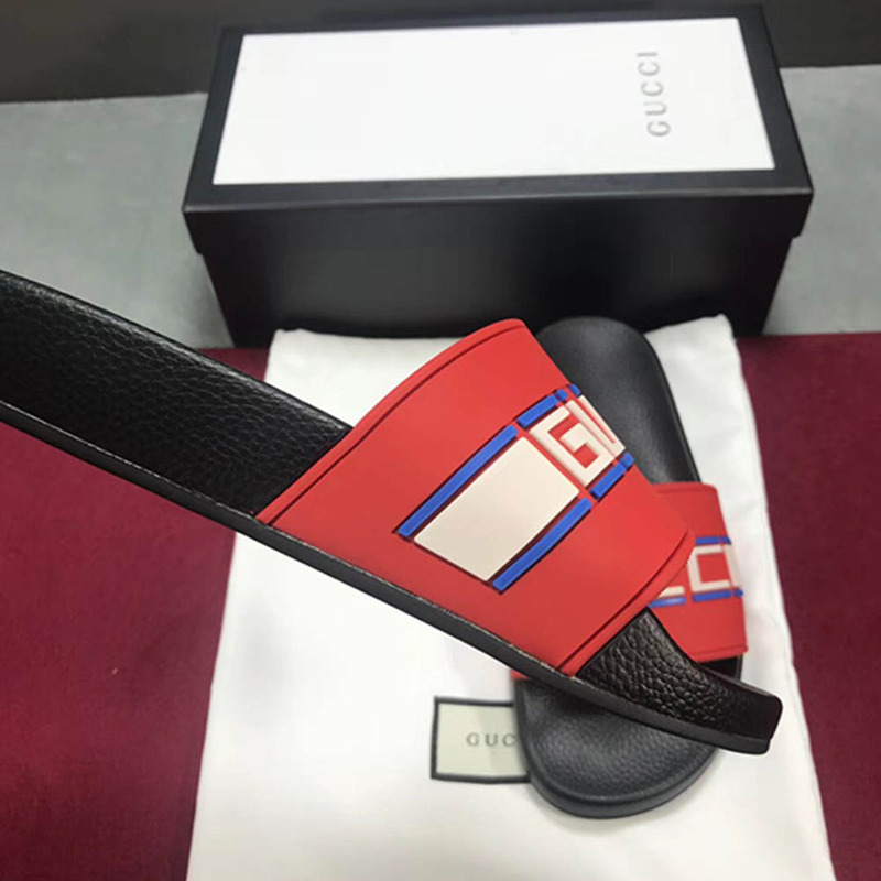 G*u*i stripe rubber slide sandal(red)