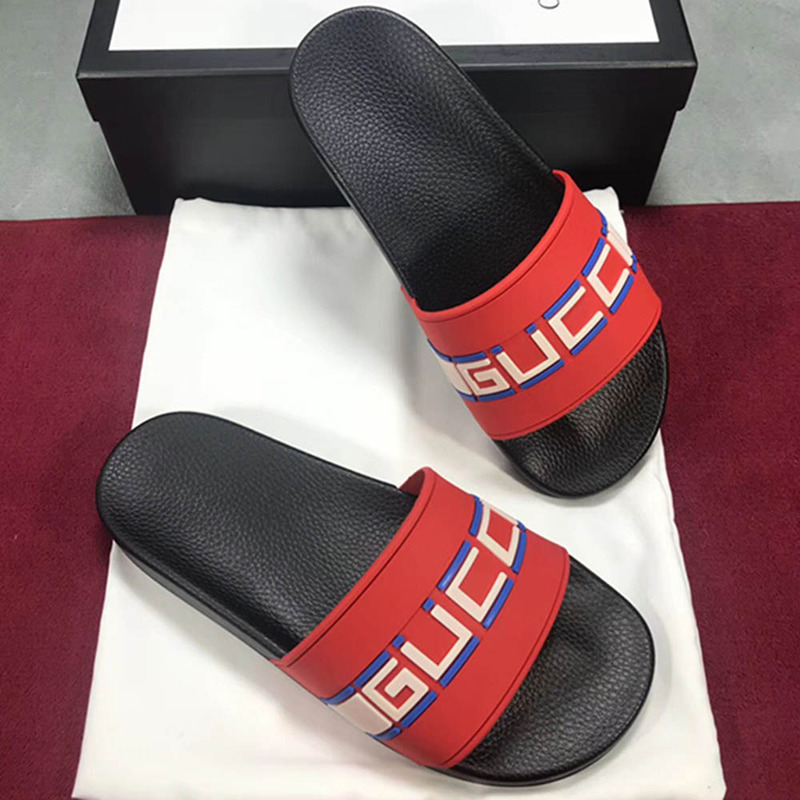 G*u*i stripe rubber slide sandal(red)