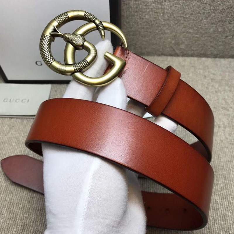G*u*i leather belt with double g buckle with snake