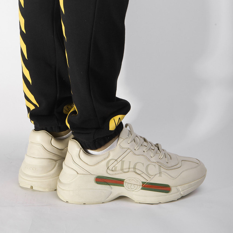 G*u*i rhyton  logo ivory leather sneaker