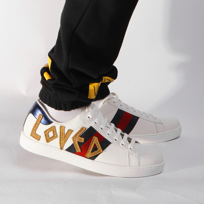 new G*u*i ace embroidered loved white sneaker